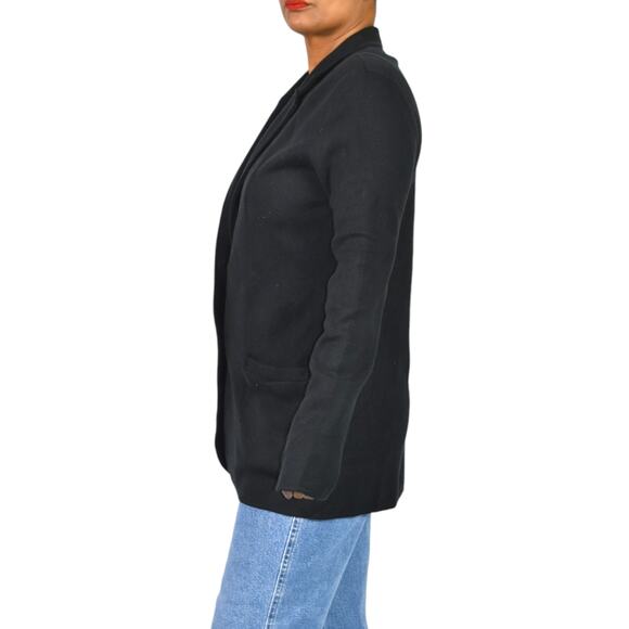 J Crew Factory Sweater Blazer Black Cardigan Knit Collared Cotton Pockets Medium - Picture 16 of 16
